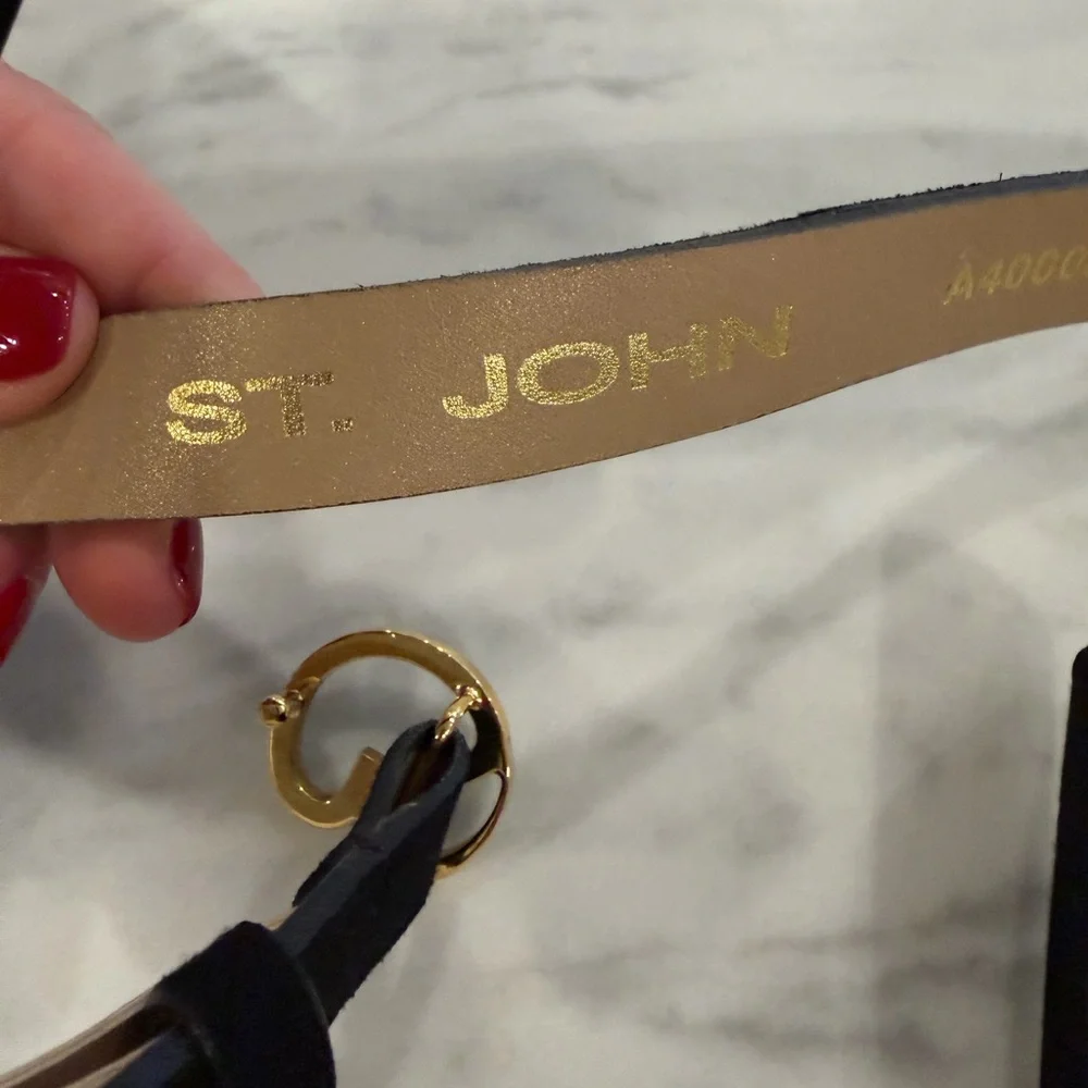 St. John Vintage Black Studded Skinny Belt - small / medium - Picture 4 of 8